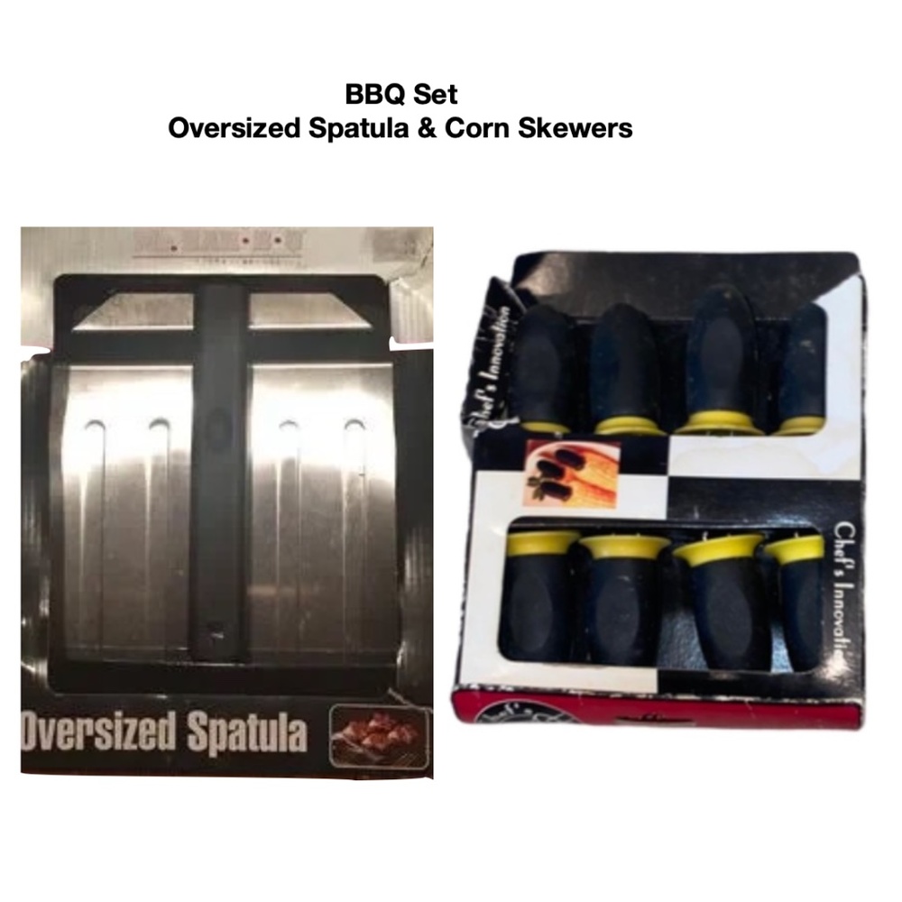 Huge BBQ Spatula & Oversized Corn Holders/Skewers